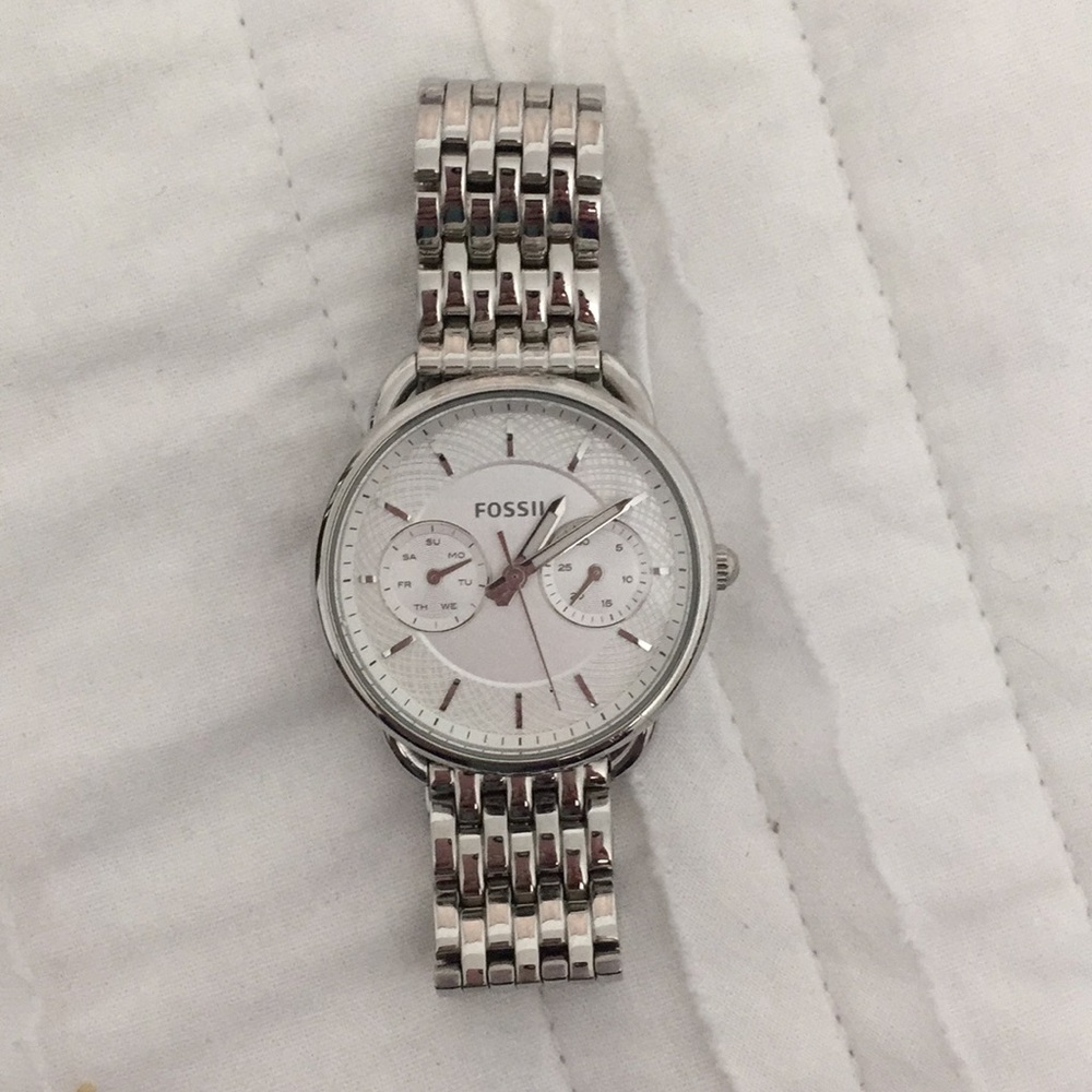 Silver Fossil Watch